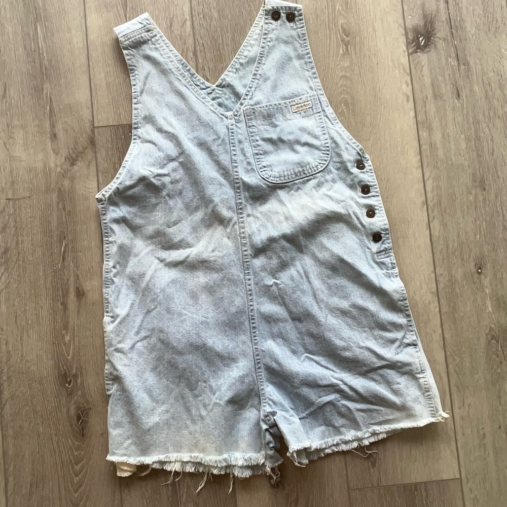 Vtg Calvin Klein Romper Shortalls Denim 100% Cott… - image 1